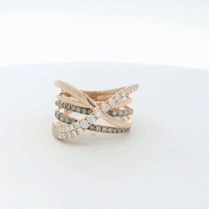 LeVian 14k Rose Gold Chocolate Vanilla Diamond Ring - Size 10.25